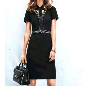 DVF DIANE VAN FURSTENBERG Maisie Black & White Sheath Belted Dress Size 6